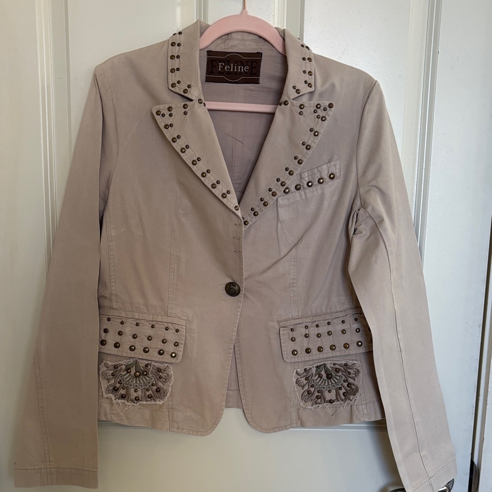 Feline Women's Studded Tan Blazer